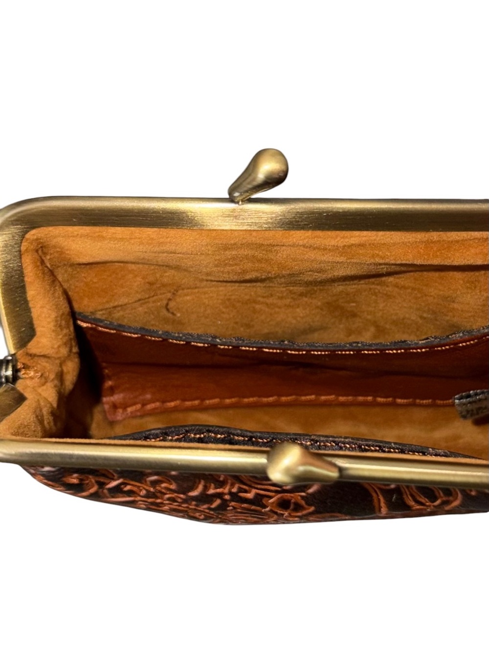 Patricia Nash NWT Embossed Leather Kiss-Lock Coin Keychain Western Purse - Picture 5 of 5
